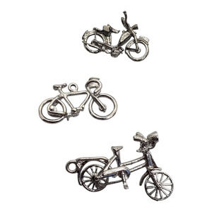 Lot 3 Bicycle Bike Silver Tone Charms Pendants Jewelry Making Craft Findings